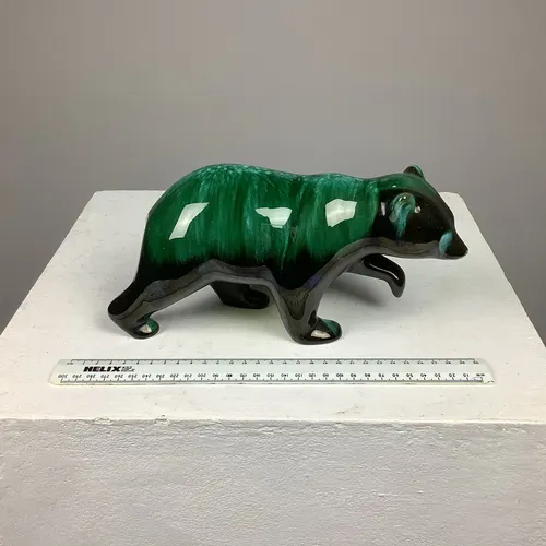 Green glazed Blue Mountain Bear ornament 