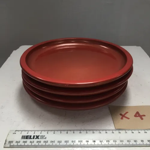 Set of Four Red/Orange Dinner Plates