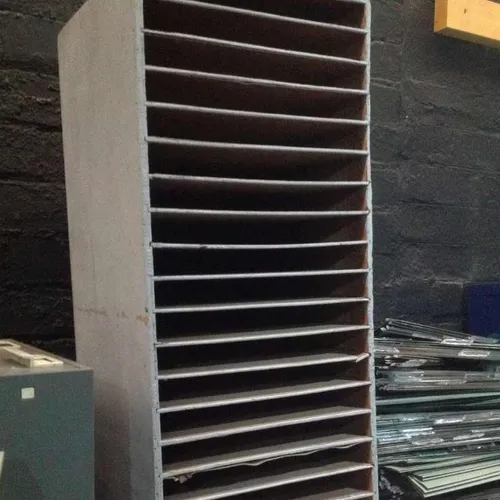 Grey Wooden File Shelf Unit Period