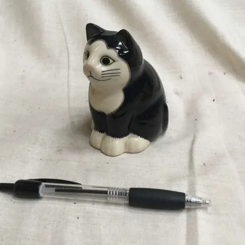 Small black and white cat ornament