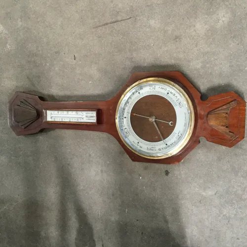 Wooden wall clock and barometer 