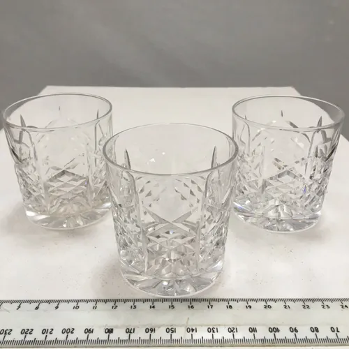 Set of 3 Cut Glass Crystal Whisky Glass 07