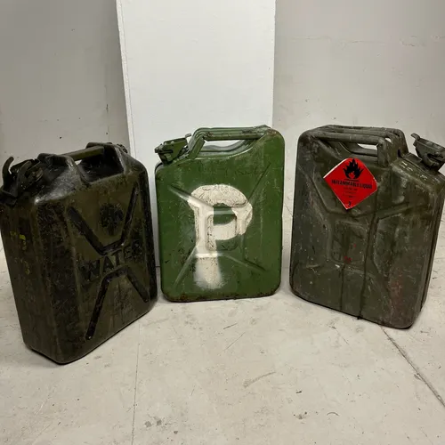 Green Metal Petrol Canisters/Jerry Cans