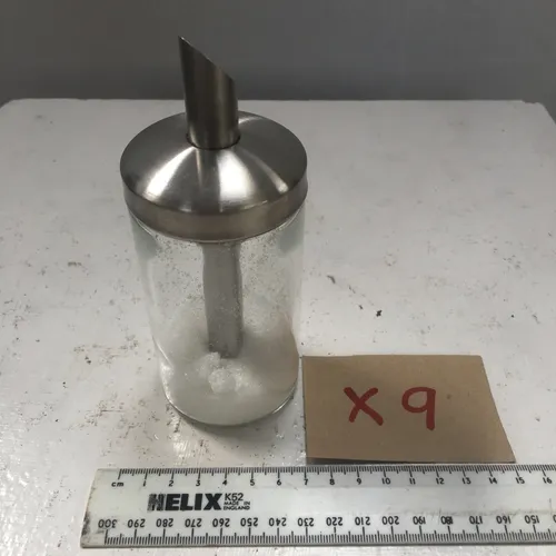 Cafeteria Style Glass Sugar Shaker with Stainless Steel Lid