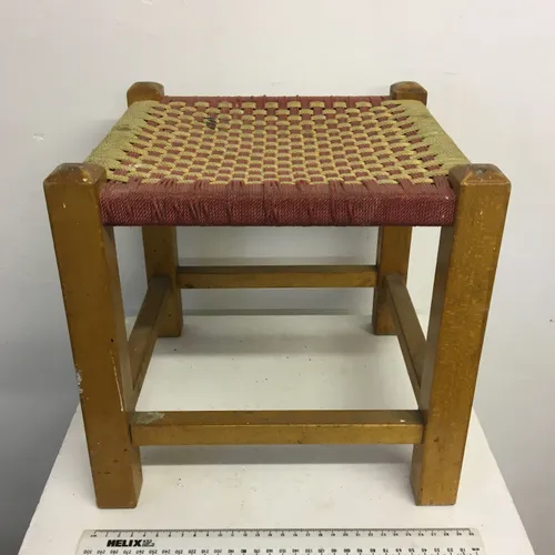 Red and Yellow woven shabby footstool