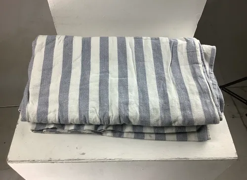 Blue and white striped fabric 