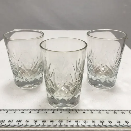 Set of 3 tall Cut Glass Crystal Whisky Glass 09