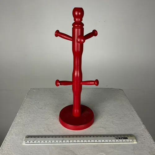 Red Wood Mug Tree Holder