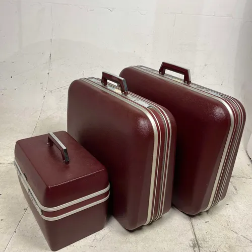 Delsey Burgundy Suitcase and Carry Case Set
