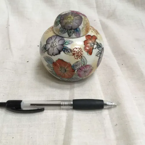 Small white floral ginger jar 