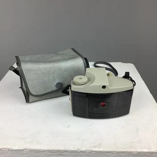 Black and Cream Kodak Brownie Cresta 3 Camera with Grey Travel Case
