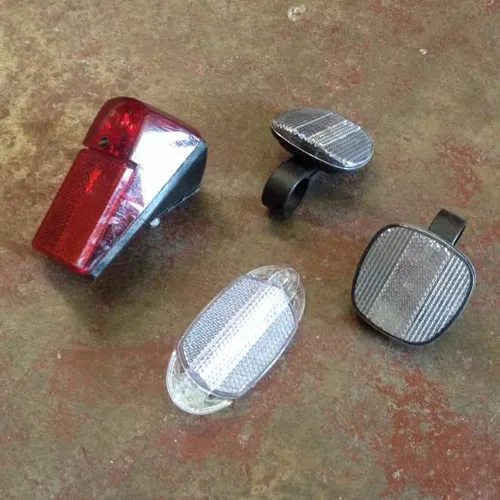 assorted / various bicycle lights and reflectors