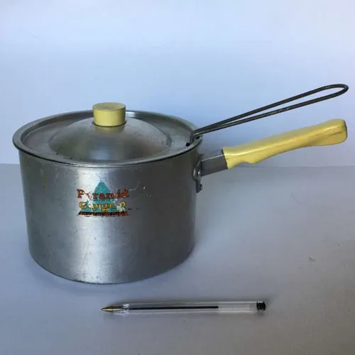 period silver metal deep fat fryer in pan 'pyramid gaygrip' with cream handle
