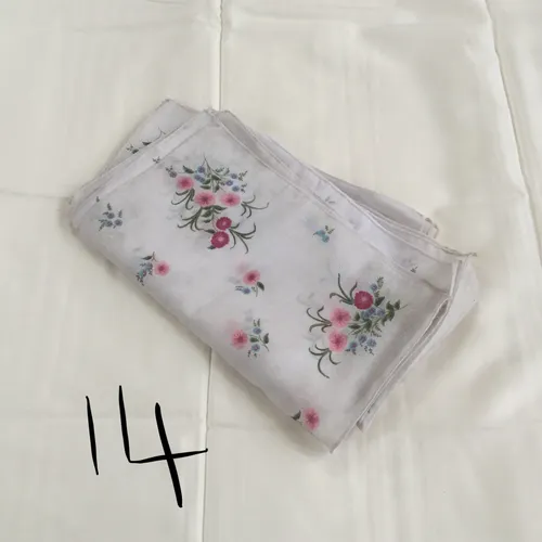Set of 14 White with Floral Print Handkerchiefs