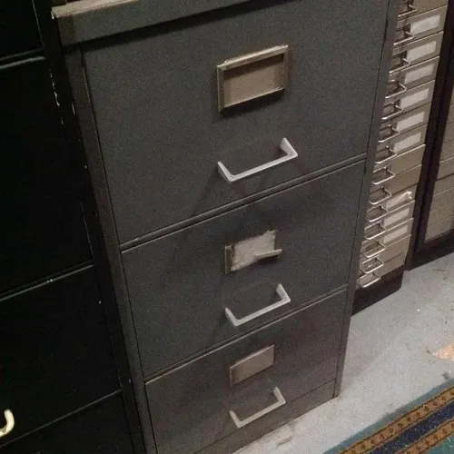 Grey Metal 3 Drawer Filing Cabinet Period