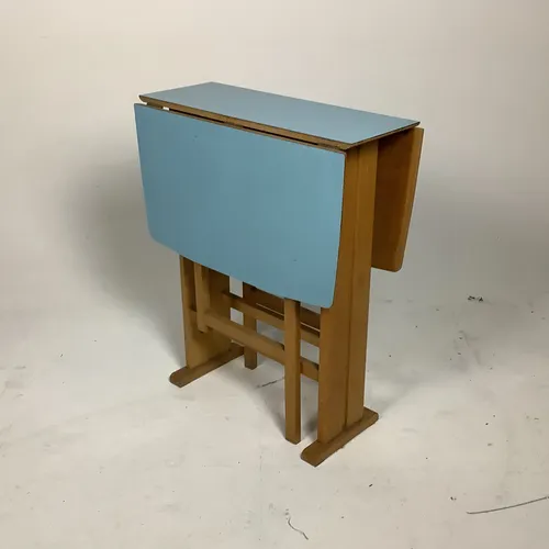 Small blue Formica Drop Leaf table