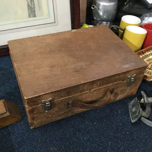 Period Wood Box Case with Leather Handle