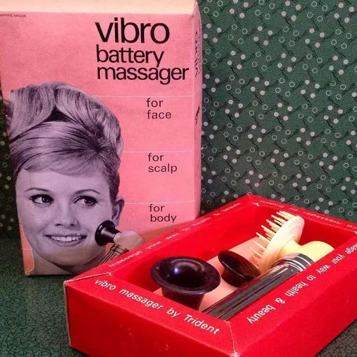 Vintage 'Vibro Battery Massager' in original packaging