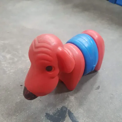 Period Red + Blue Tupperware Dog Toy