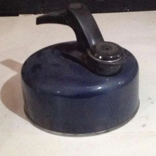 Stovetop Camping Kettle Blue / Black Metal With Plastic Handle