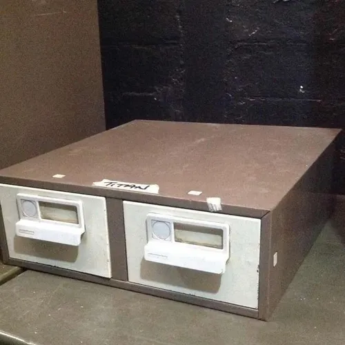 Brown and Cream Metal Bisley 2 Drawer File Storage Unit Period