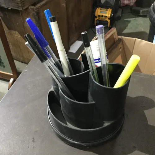 Circular Black Plastic Desk Tidy