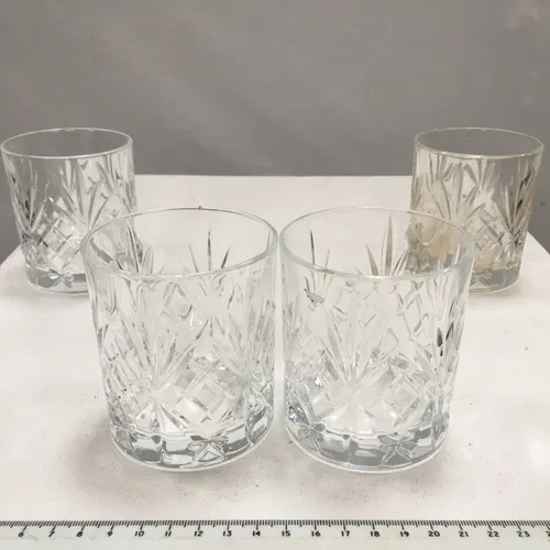 Set of 4 Cut Glass Crystal Whisky Glass 012