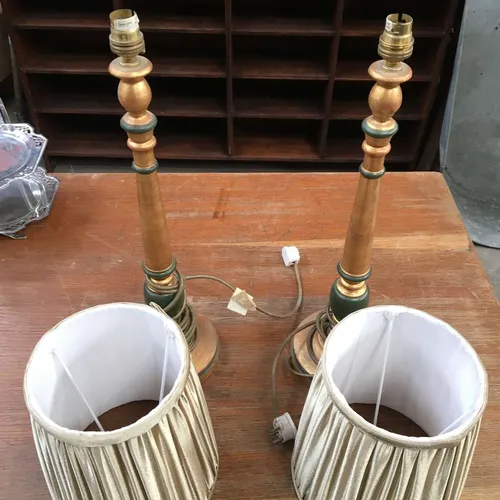 Wooden Candlestick lamp and shade 1