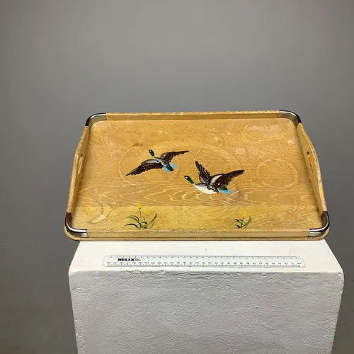 Wooden tray with bird design