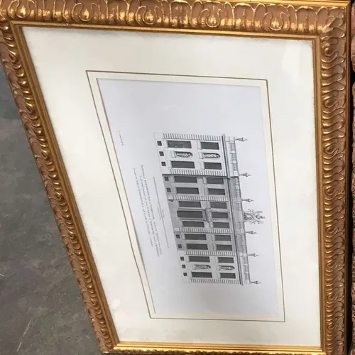 Gold framed architectural print