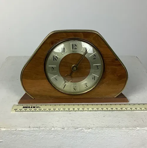 Wooden Clock with Brass Detail Face