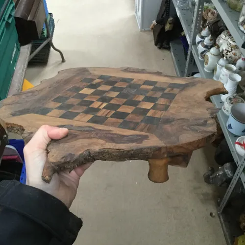 Carved Wood Chess Board with Drawers