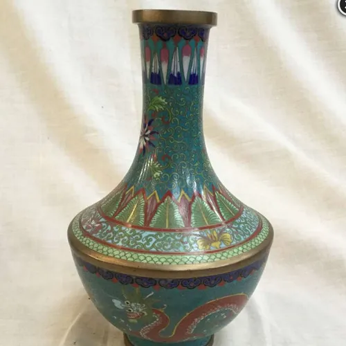 Metal Vase with Oriental Design