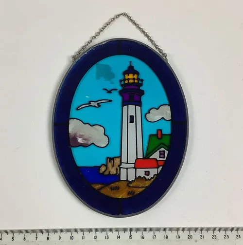 Blue Lighthouse Picture Wall Hanging Stained Glass