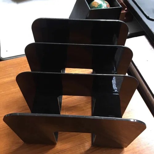 Black Plastic 4 Slot Desktop File Sorter 