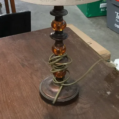 Wood and amber glass lamp 