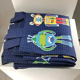 Blue Robot Patterned Curtain