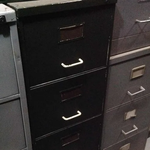 Green Metal with Silver Handles 4 Drawer Filing Cabinet Period