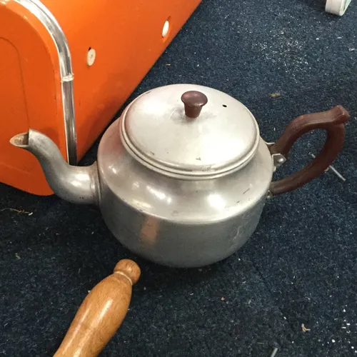 Period Silver Teapot with Brown Handles