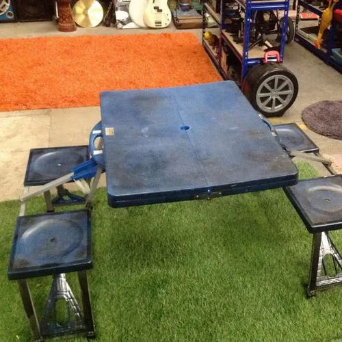 Blue Folding Camping Picnic Table and Stools