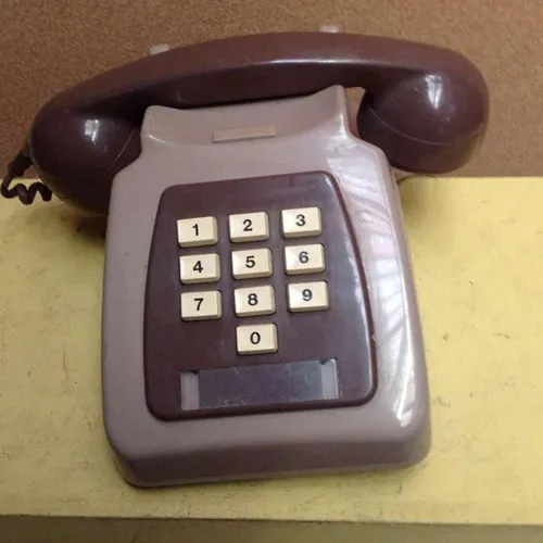 two tone brown corded push button telephone