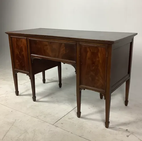 Period Dark Wooden Sideboard Desk with 3 Drawers and Gloss Finish