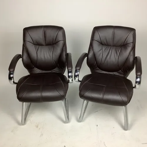 Brown Leather Executive Office Chair with Arms