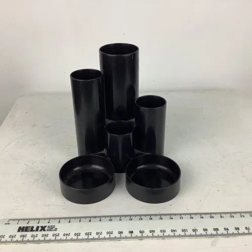Black Plastic 6 Compartment Cylindrical Desk Tidy