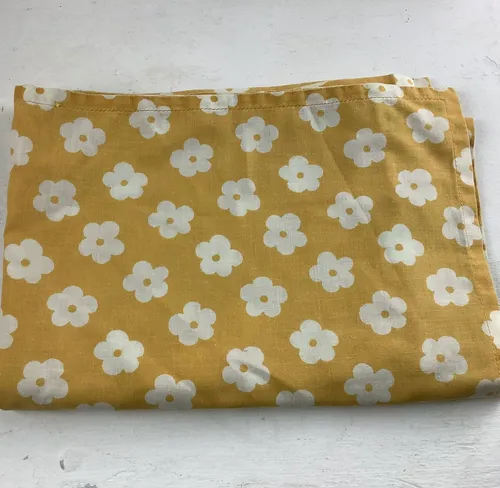 Yellow with white flower curtains 