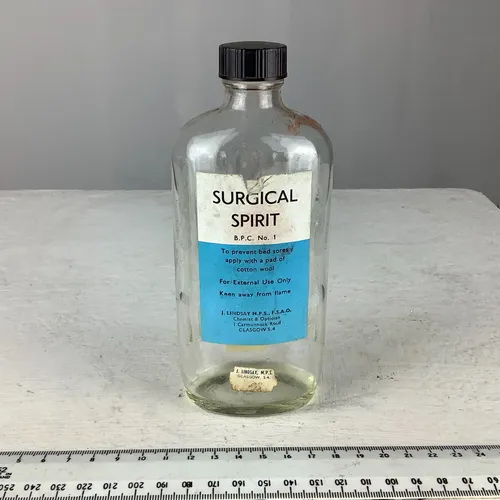 Vintage Glass Surgical Spirit bottle 