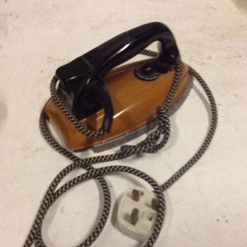 Period Morphy Richards electric iron, orange