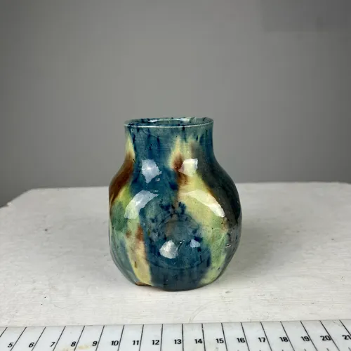 Small Blue/Yellow/Brown Bud Vase