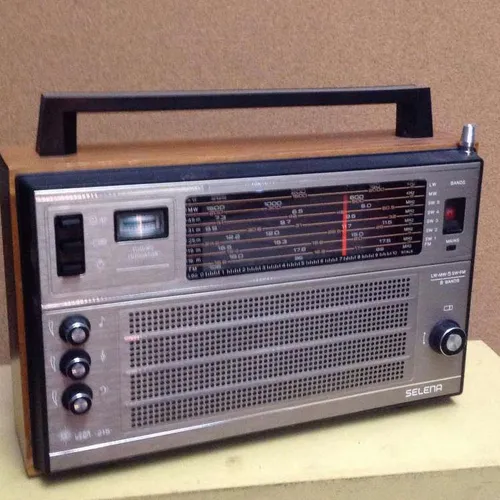 Period Vega Selena portable radio with wooden casing