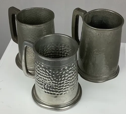 Hammered Pewter Tankards